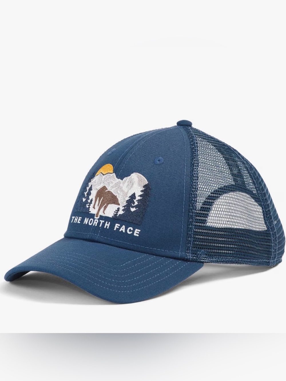 NWOT The North Face Unisex Dark Blue Bear Graphic Trucker Hat